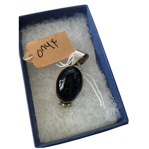 Pendant Onyx Black Silver 4.6 gr 18 mm x 15 mm Bale 10 mm x 8 mm Jerry Fran Harr